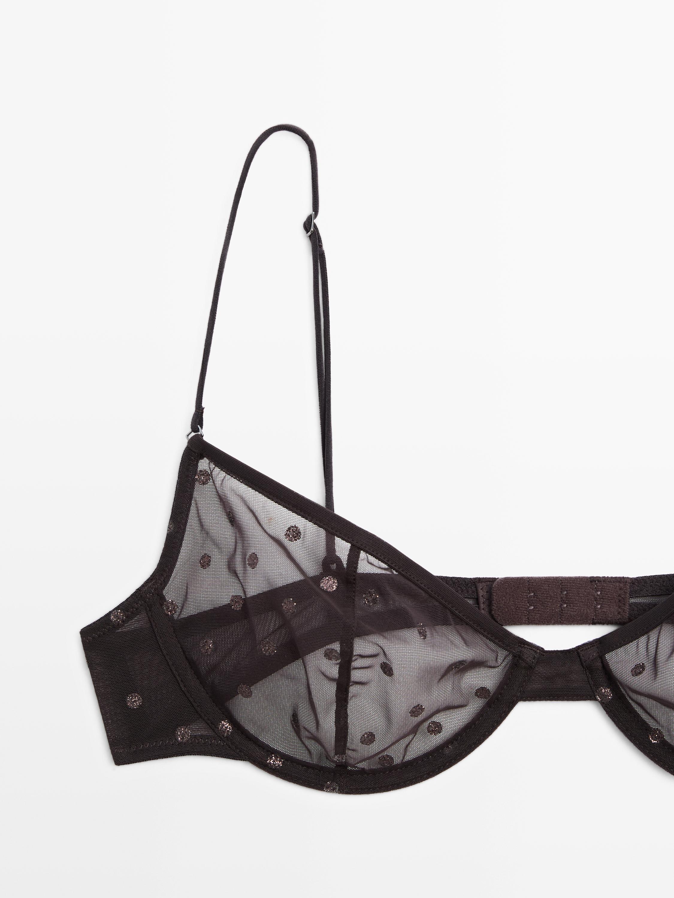 Semi-sheer polka dot bra